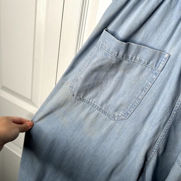 Sea New York Dakota Blue Cotton Smocked Wide Leg Crop Jumpsuit Women's Size 6 - Picture 11 of 14